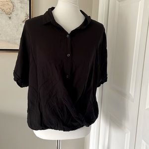 BCBGeneration Black Short Sleeve Button Down Flowy Shirt